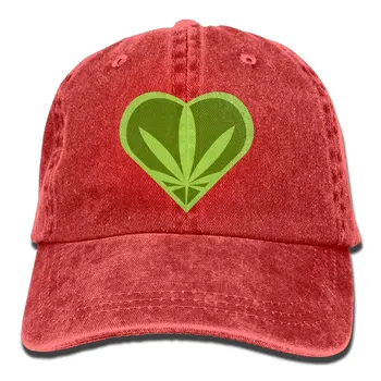 

Weed Heart Denim Hat Adjustable Women Fitted Baseball Cap