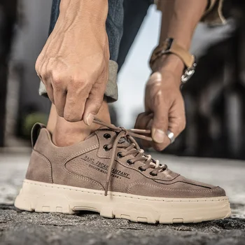 

2020 New Autumn Fashion Suede Leather Men Casual Work Shoes Sneakers Footwear Soft Rubber Male Flats Shoes Mens Vulcanized Shoes