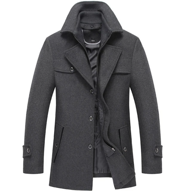 New Men Wool Overcoat Winter Coat Business Casual Thick Mens