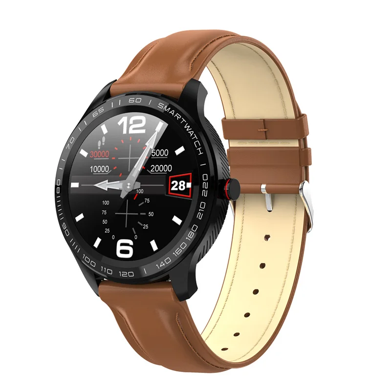 L9 Смарт-часы+ наушники для мужчин и женщин ЭКГ+ PPG пульсометр кровяное давление кислородный монитор IP68 Водонепроницаемый Bluetooth умные часы - Цвет: Leather brown