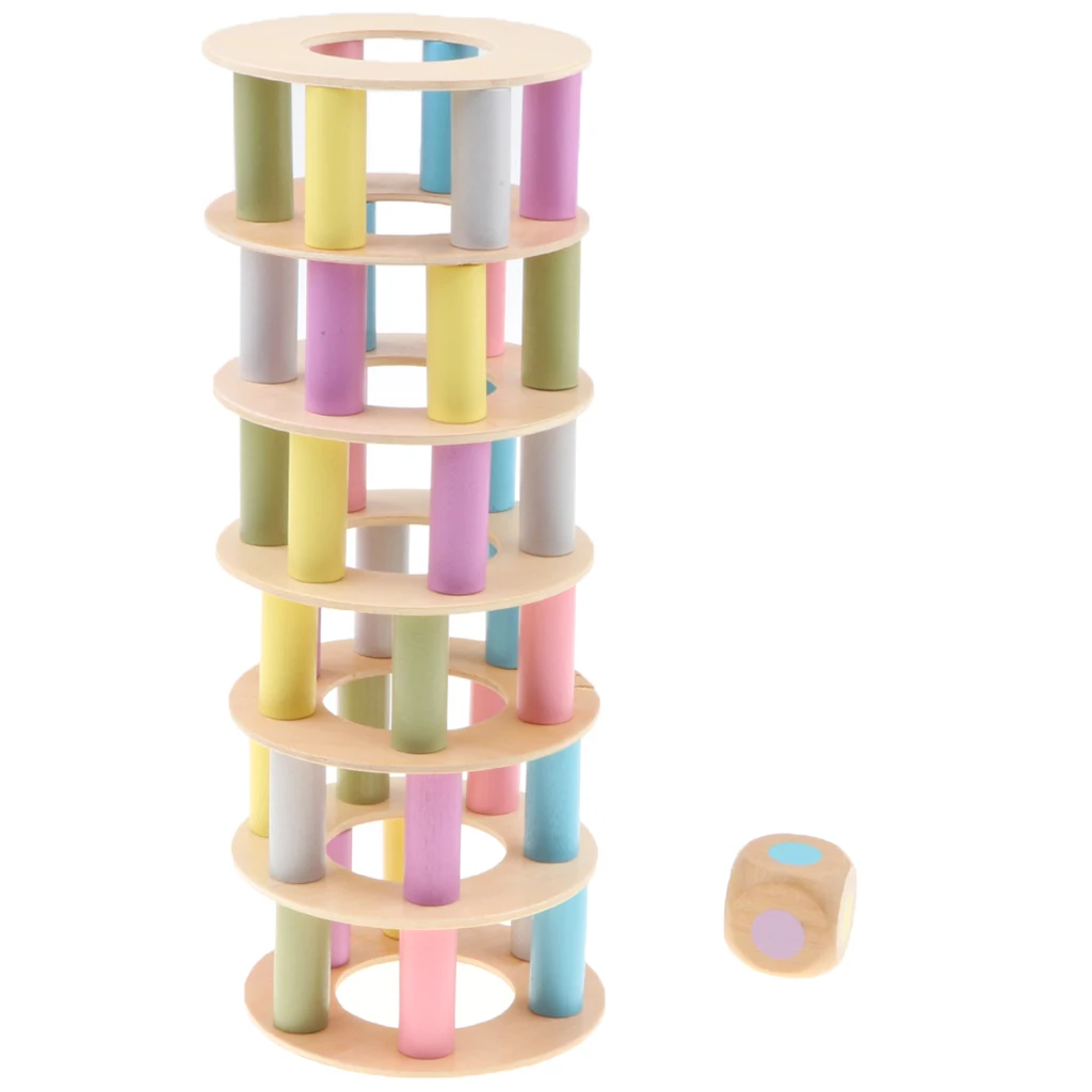 Leaning Tower Building Blocks Set Stacking Balance Game Kids Educational Toy
