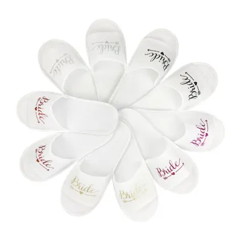 

1 Pair Bride Shower Disposable Soft Slippers Wedding Decoration Team Bridesmaid Slippers Hen Party Team Groom Bachelor Party-C