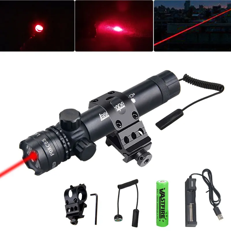 Tactical Red Laser Sight Rifle Dot Scope Switch W/ 1'' Adjustable Barrel Mount 