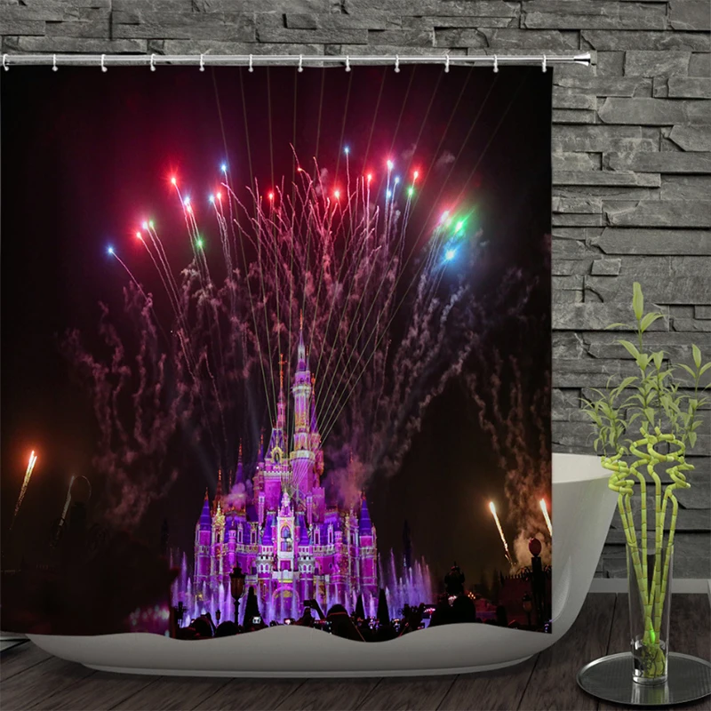 

180x200cm Colorful Eco-friendly Scenery Pharos Polyester High Quality Washable Home Decorations 3D Blue Shower Curtains Custom