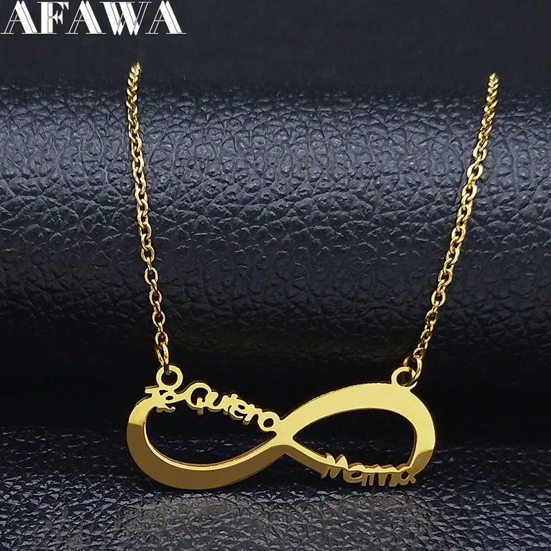 Женская цепочка из нержавеющей стали Infinite loop Te Quiero Mama колье золотого цвета