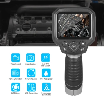 

Portable 3.5" LCD Professional Industrial Endoscope Videoscope with 4 LED Lights CMOS Sensor Borescope Camera Image