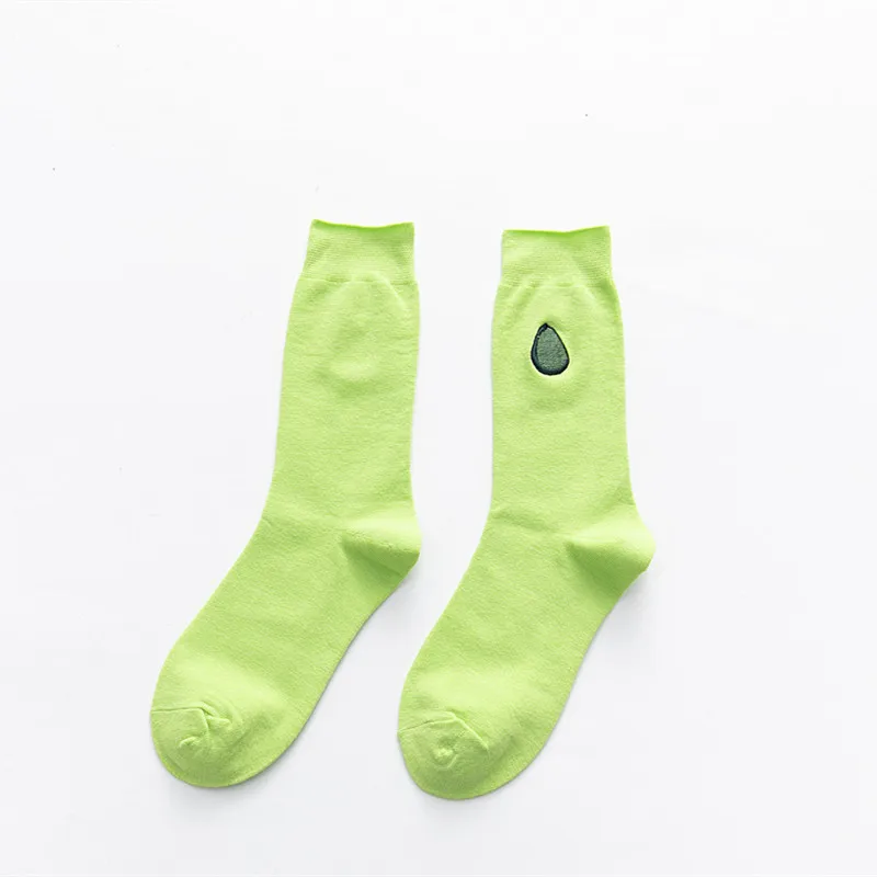 Новые осенние зеленый фрукты, авокадо носки Для женщин Мультяшные милые маленькие Hawajuku носки в уличном Повседневное забавные носки для девочек Ins Hipster - Цвет: fluorenscent green
