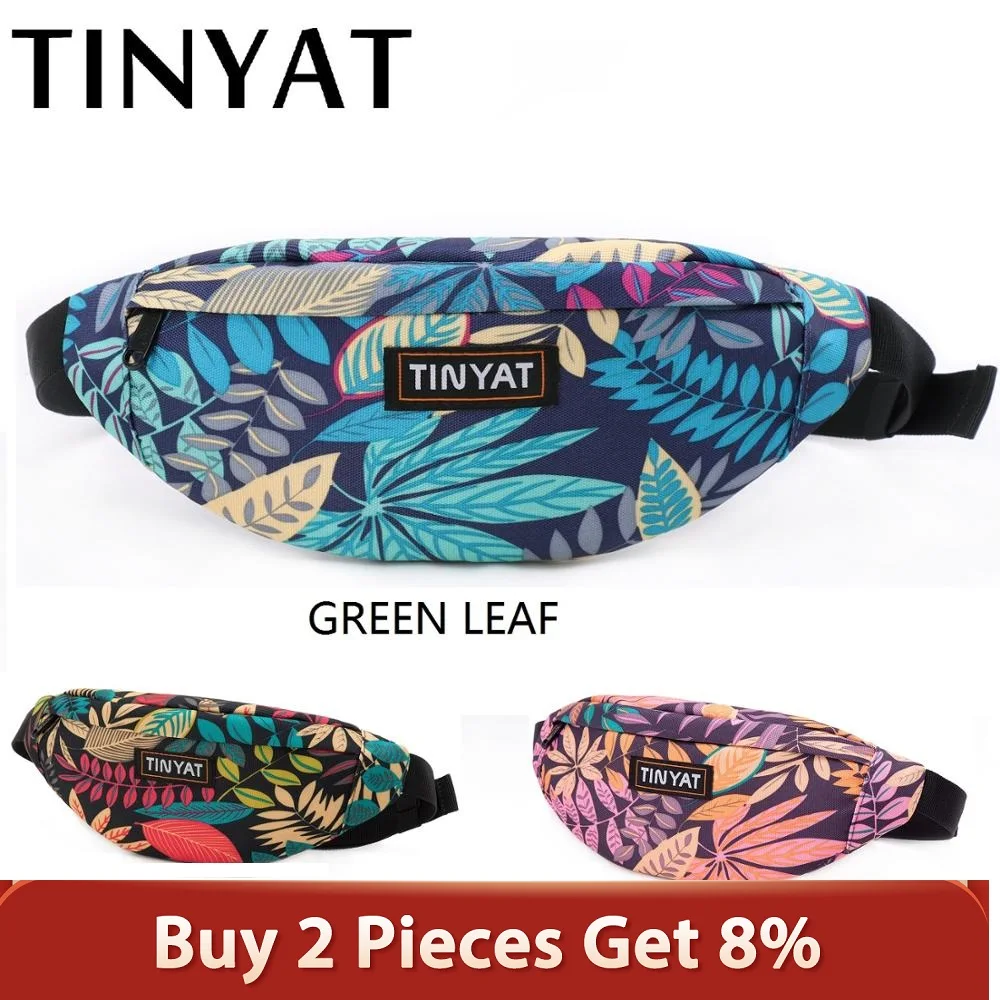 TINYAT hoja de impresión pack bolsa cintura para las mujeres de los hombres de moda Casual hombres cinturón de bolsa de mujer bolsos con forma de Banana chico bolsas de Fanny pack