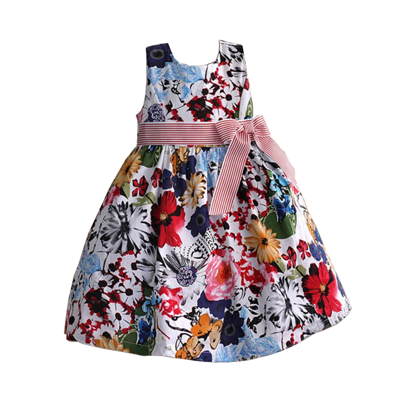 Hetiso/платье для девочек; вечерние платья в полоску с цветочным принтом и поясом для девочек на свадьбу; одежда для детей 2, 4, 6, 8 лет