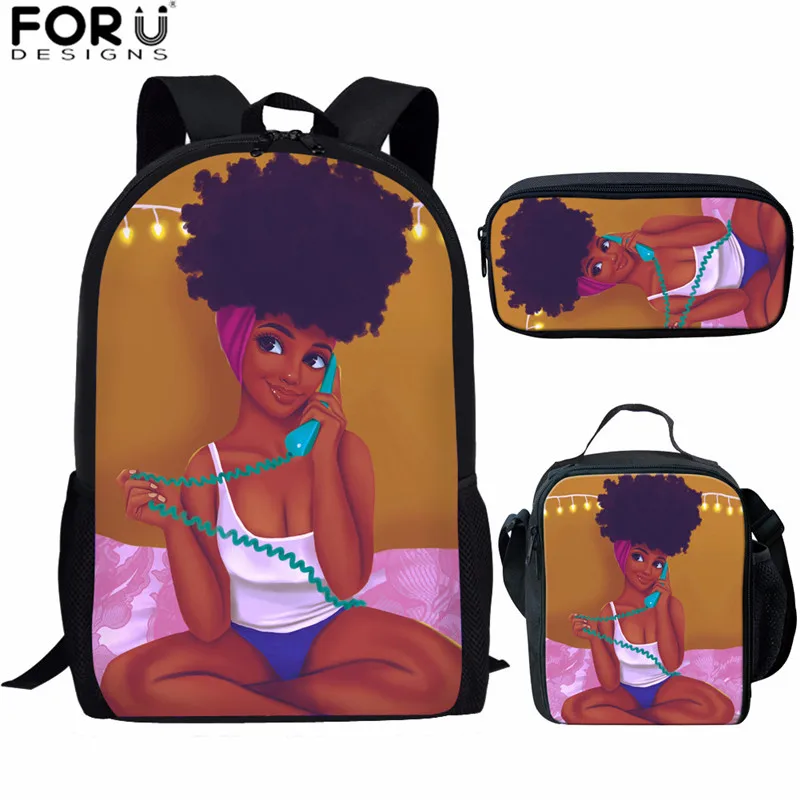 Z5253CGK FORUDESIGNS/Африканский Melanin Back Pack Черная Королева Африканка печать детский рюкзак для девочек детские школьные сумки женский набор рюкзаков - Цвет: Z5253CGK