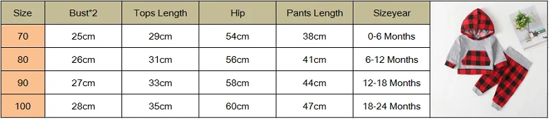 Newborn Set Baby Clothes Winter Spring 2PC Long Sleeve Plaid Hoodies Hooded Tops+Long Pants Toddler Outfits Set