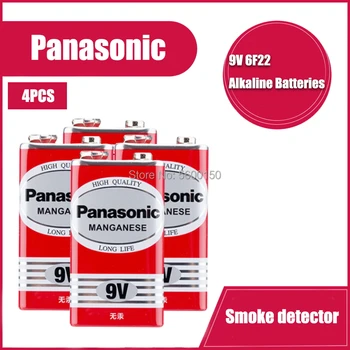 

4pcs Panasonic 9V 6F22 Alkaline Battery for Alarm Wireless Microphone Mercury Free Long working life