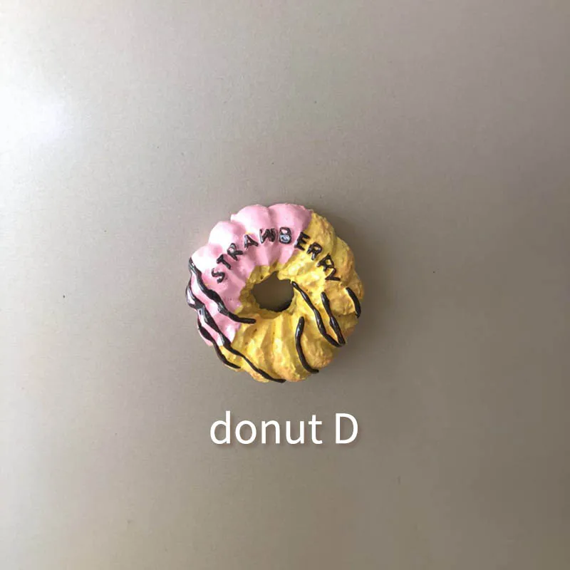 donut D 1 шт. милый пончик из смолы, магнит на холодильник, Пончик, сувениры, имитация еды, домашний декор, держатель для сообщений - Цвет: donut D