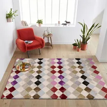 Ковер в скандинавском стиле, разноцветный плед, геометрический ретро-ковер, американский стиль, для девочек, для спальни, рядом с ковриком, кухонный коврик, моющийся