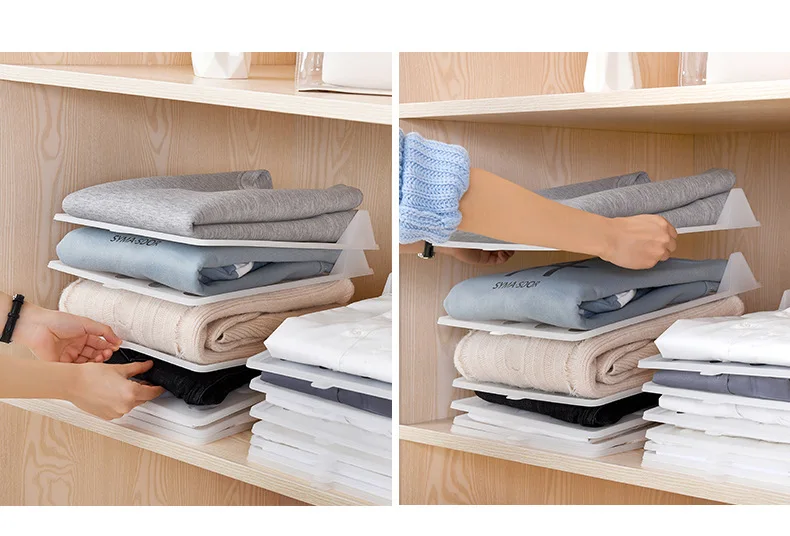 Japan Wardrobe Storage Fold Garment Board Creative Household Stack Clothes Useful Product T-shirt Shirt Storage Organizing Rack