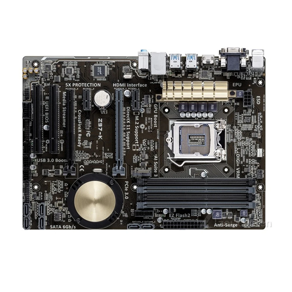 most powerful motherboard For ASUS Z97-K Motherboard Intel Z97 Socket LGA 1150 i7 i5 i3 DDR3 PCI-E 3.0 SATA III M.2 USB3.0 Original Desktop Mainboard computer mother board