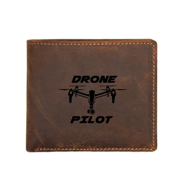 

DRONE PILOT Wallet Men purse with Coin Pocket Multi Card Holders Cowhide Leather Purse Custom Name Fashion Wallet Men