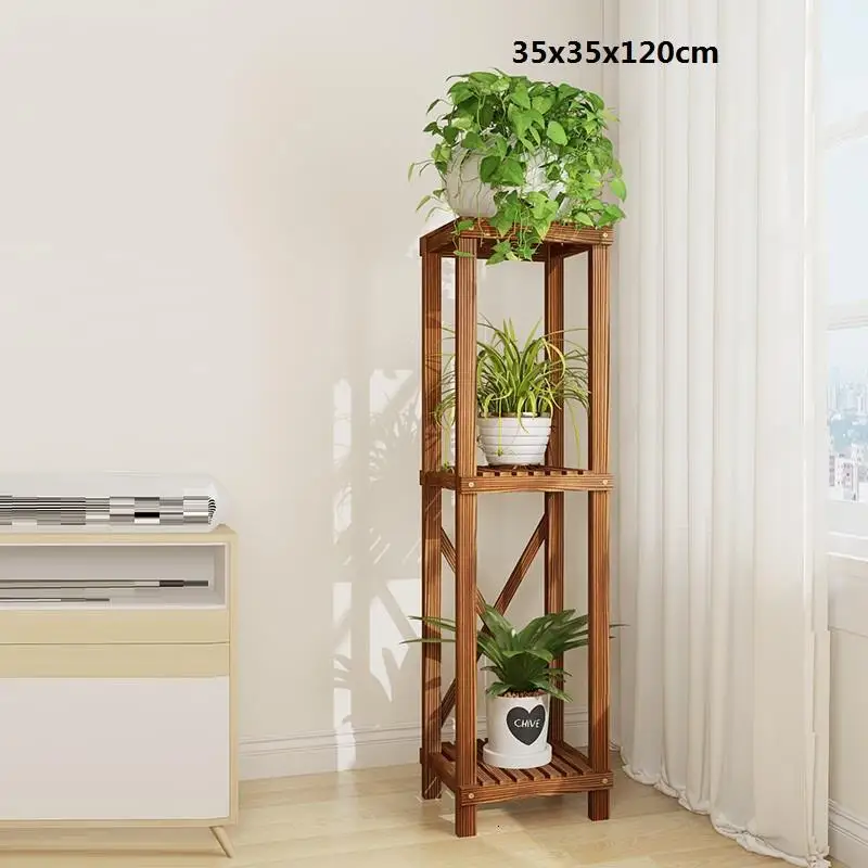 Flores Estante Para Plantas For Wood Scaffale Porta Piante Indoor Balcony Shelf Rack Dekoration Outdoor Flower Plant Stand - Цвет: MODEL H