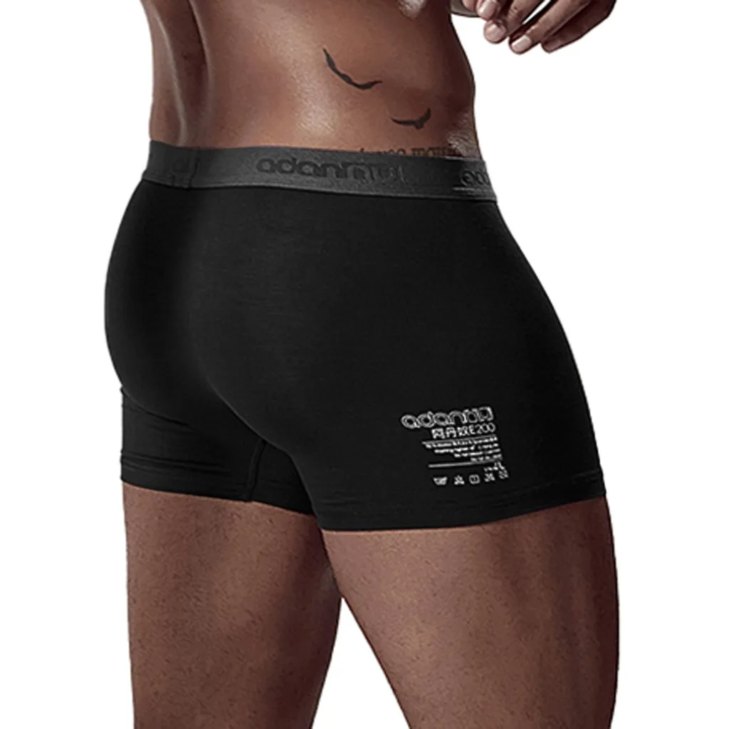 Male Underwear Elastic Wide Belt Men Underpant Solid Cotton Panties Model Boxer Sexy Plus Size Boxer#4