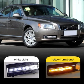 

CSCSNL 2Pcs LED Daytime Running light LED Daylight For Volvo S80 2009 2010 2011 2012 2013 LED DRL with Yellow Turn Signal Light