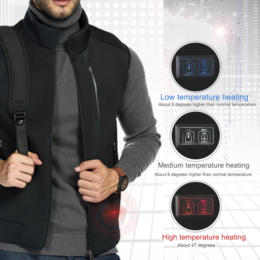 Шикарный унисекс сплошной цвет морозостойкий usb зарядка Электрический нагревательный жилет