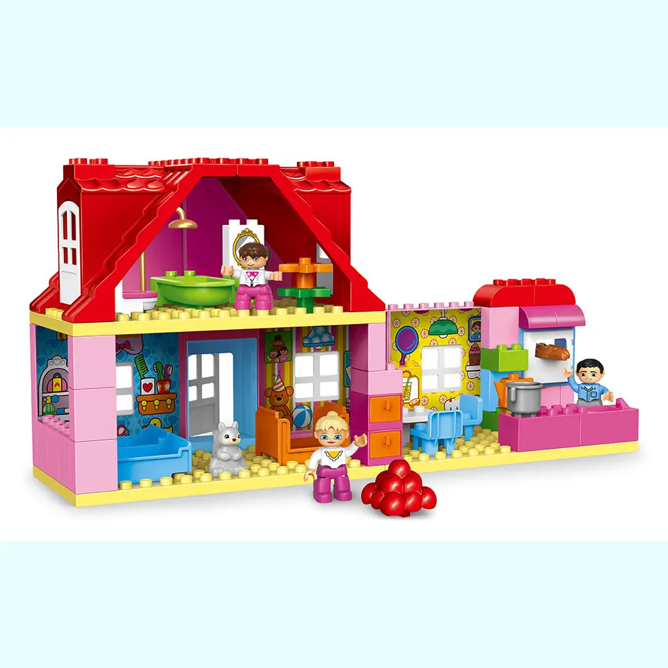 Duplos/дом друзей, семейный дом, розовый город, девочка, принцесса, фигура, дом, дети, строительный блок, образовательный Подарок для 10505