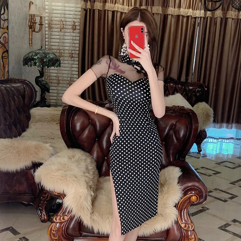 В китайском стиле для женщин современные qipao пикантная разлитые Ципао с воротником «Мандарин», элегантное платье в винтажном стиле; женская обувь для ночного клуба Вечерние Длинное Платье