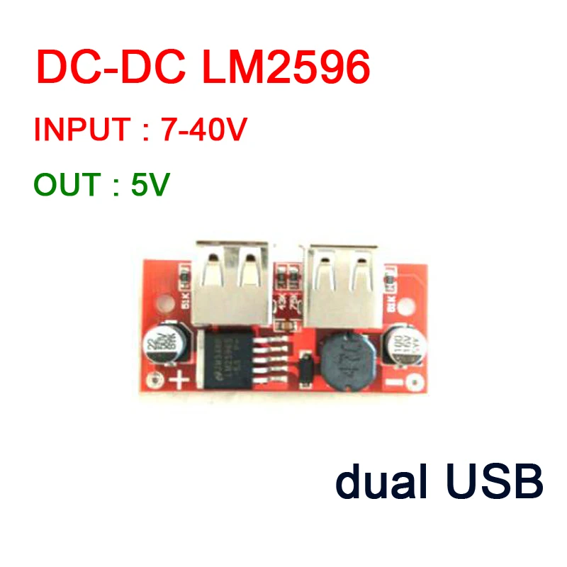 LM2596 DC-DC понижающий преобразователь 7-40 в 12 В 15 19 24 36 до 5 двойной USB регулятор