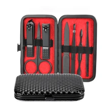 Высококачественный Водный куб PU черный Маникюр для ногтей, инвентарь, набор для домашнего путешествия, удобный для переноски 7 шт. черный для маникюра, нержавеющая сталь набор