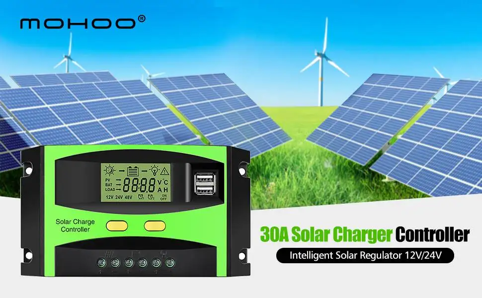 

LCD Display Solar PV Charge Regulators PWM Solar Charger Controller Dual USB Solar Charge Controller 30A Solar Controller