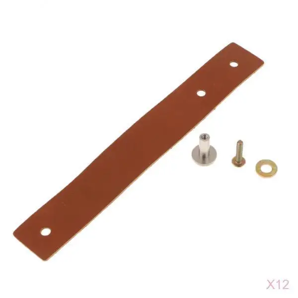 12set Handmade Leather Furniture Single Hole Pull Handle for Doors Cabinets Cupboards Knob for kitchens Bathrooms Workrooms