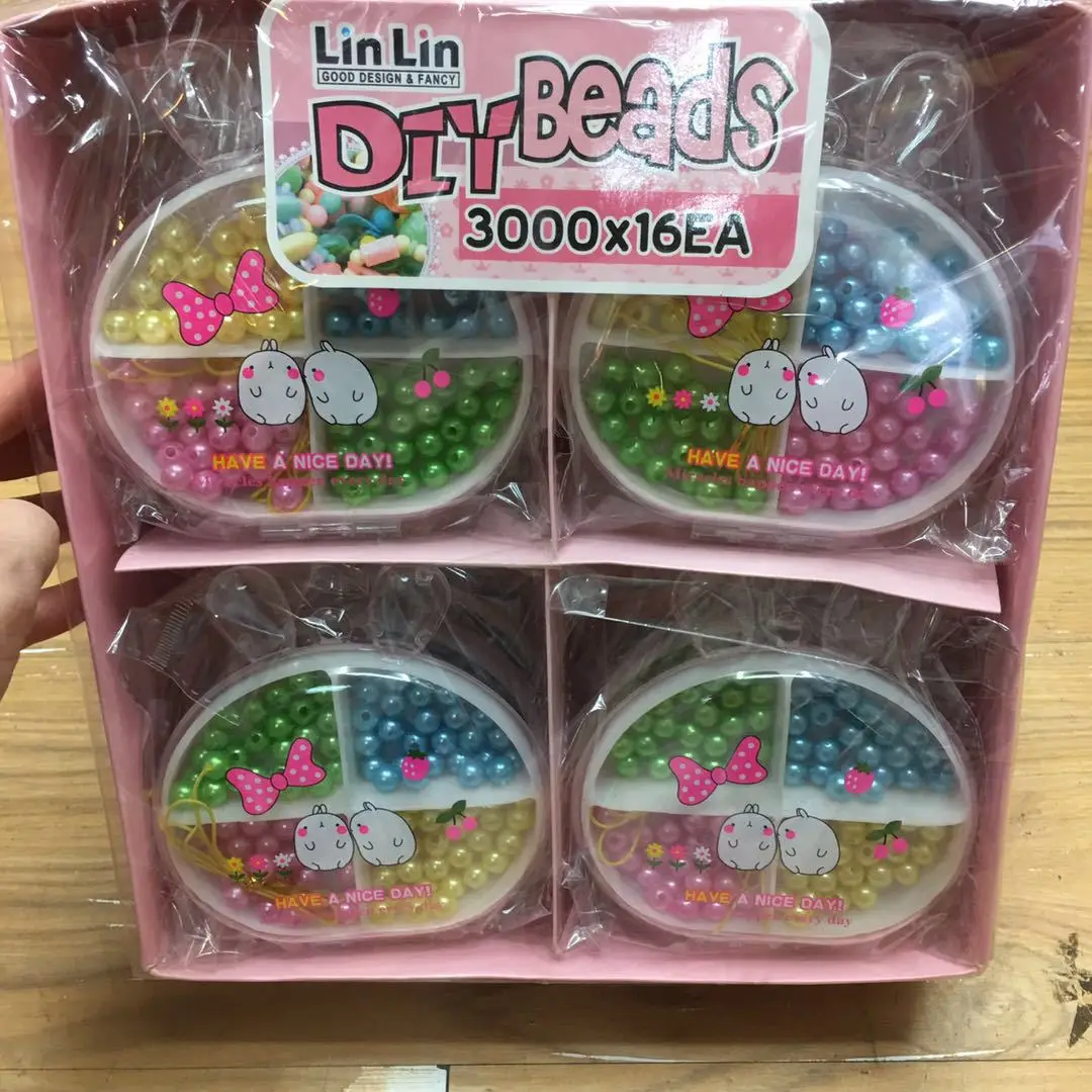 

Korean-style Children'S Educational Cartoon Bunny Bear Head Pearl Bead Toy GIRL'S DIY Necklace Bracelets Wear Beads Batch