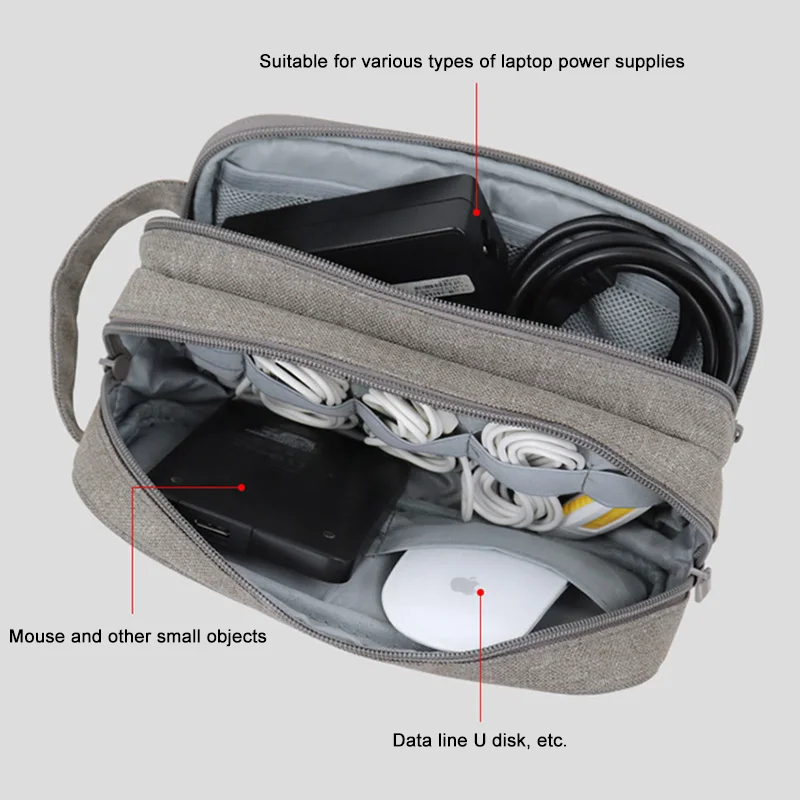 Portable Cable Organizer Bag Business Travel U Disk Storage Bag Digital USB Gadgets Charger Battery Zipper Case For Headphones