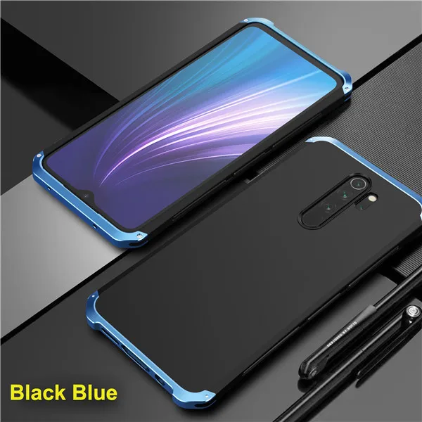 Чехол для Redmi Note 7, чехол для Xiaomi Redmi Note 8 Pro, противоударный металлический чехол из поликарбоната, чехол для Xiaomi Redmi Note 8 Pro, защитный чехол - Цвет: Black Blue
