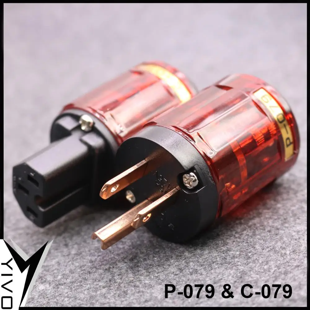 2 шт./лот XSSH P-079E C-079 медная позолоченная вилка электропитания США 24k позолоченная Версия ЕС разъем питания