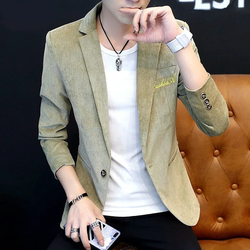 Men Blazer 2019 New Arrival Spring And Autumn Male Leisure Suit Pocket Corduroy Coat Single Button Casual Korean Style X11 Men Blazer 2019 New Arrival Spring And Autumn Male Leisure Suit Pocket Corduroy Coat Single Button Casual Korean Style X11