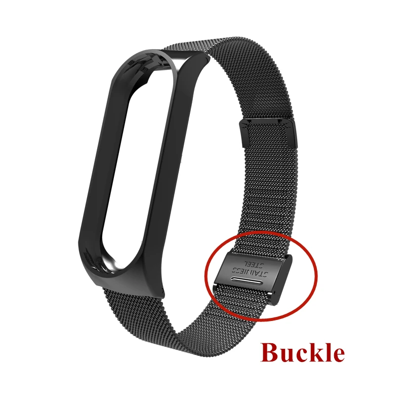 Для mi Band 3 4 магнитный ремешок на запястье металлический Безвинтовой браслет из нержавеющей стали mi band 4 3 браслет ремешок для Xiaomi mi Band 4 3 браслет - Цвет: Black
