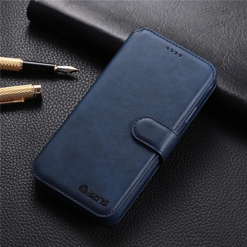 Для IPhone 11 Pro 5,8 дюймов чехол книжка Флип PU кожаный бумажник Чехлы Флип Для IPhone 11 Pro Мягкая силиконовая задняя крышка Держатель для карт - Цвет: Темно-синий