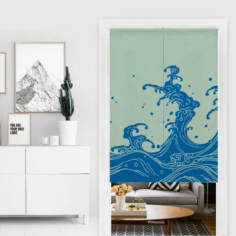 Japanese Style Doorway Curtain Cotton And Linen Printed Hanging Tapestry For Home Decoration