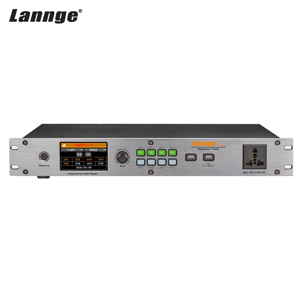 Lannge T-1608 8-канальный Интеллектуальный Регулятор последовательности мощности времени 8 управляемый выход 1 вспомогательный выход с ЖК-сенсорным экраном