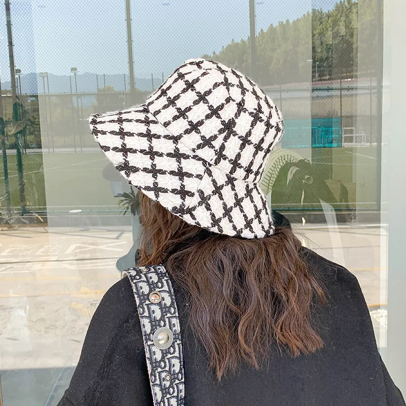 USPOP 2019 зимние женские шапки модные твидовые клетчатые шляпы толстые теплые с
