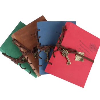 

New Design Portable Leather Notebook Key Design Vintage Cowhide Paper Retro Diary Doodle Book Vintage Traveler Notebook