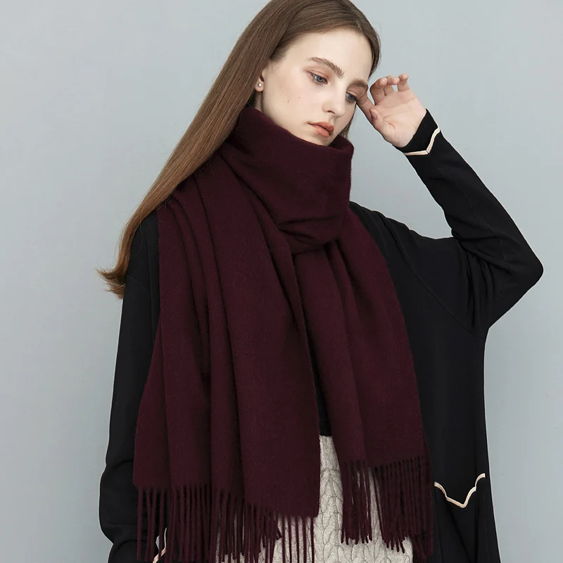 dark winered Зимний кашемировый шарф женские шарфы пашмины накидки пончо и накидки накидка полосатый шарф для дамские шали и обертывания - Цвет: dark winered