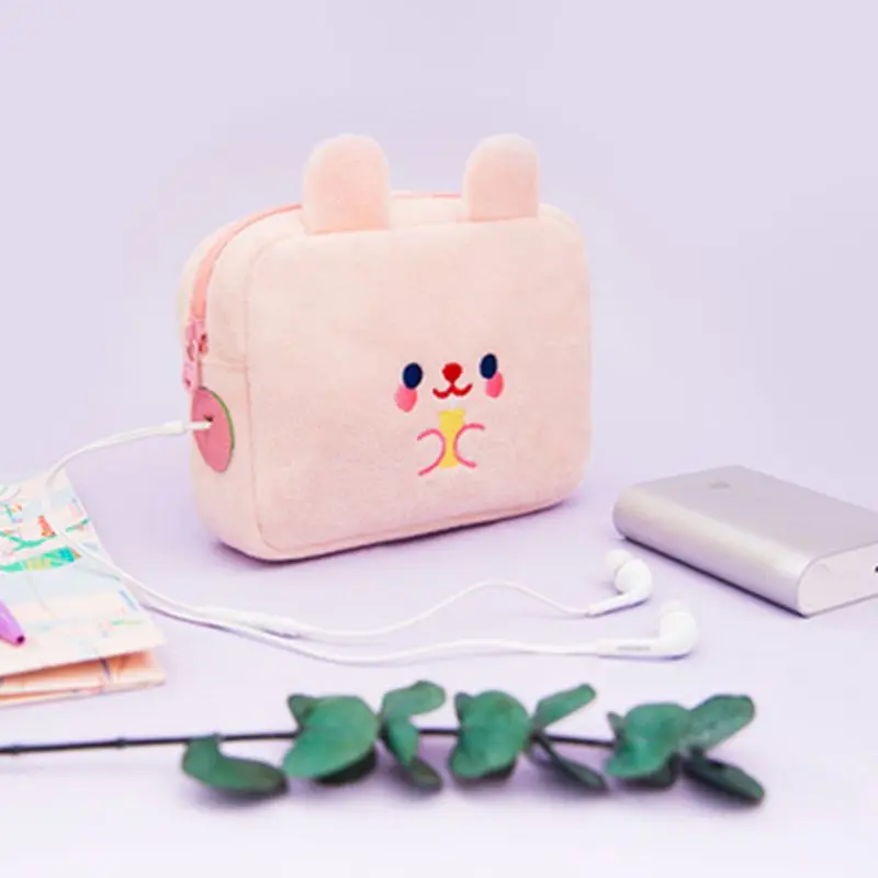 Cute Velour Travel USB Flash Drives Case Organizer Bag Digital Storage Pouch Dat