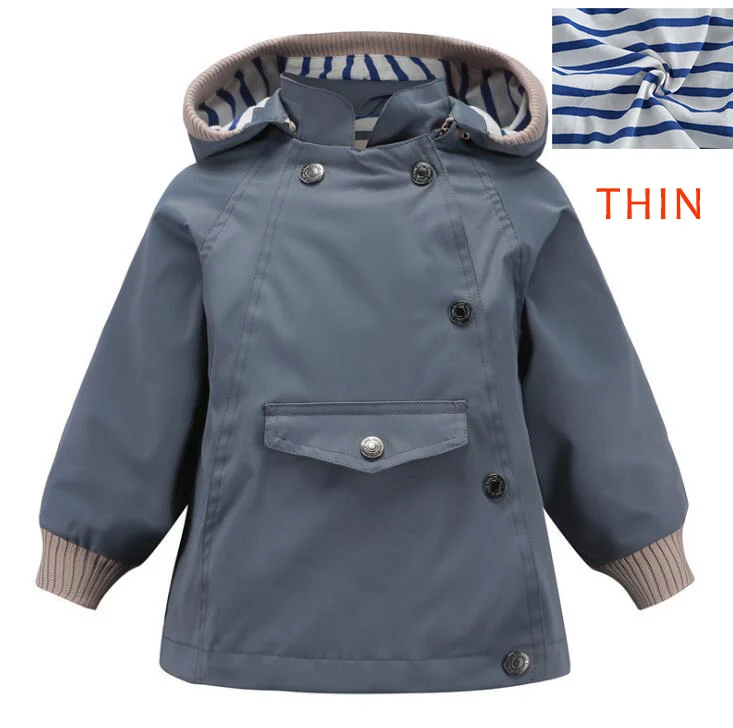 thin Dblue Детские куртки, ветровка, верхняя одежда, пальто с капюшоном для маленьких девочек, повседневные куртки, Детский водонепроницаемый плащ, куртка для маленьких мальчиков - Цвет: thin Dblue