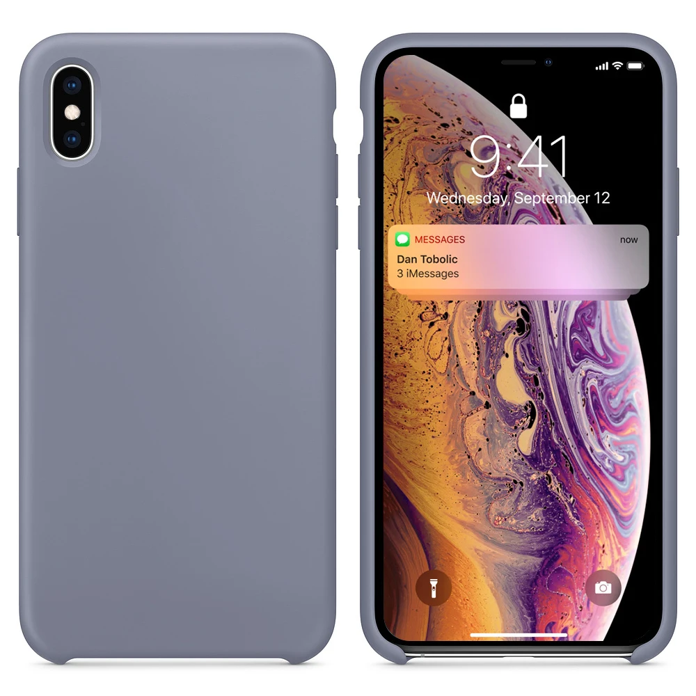 Подлинный силиконовый чехол для IPhone 11 Pro Max чехол с логотипом xs max xr 8 76s plus чехол s силикагель [Приложение Официальный чехол для кожи] - Color: Lavender Gray