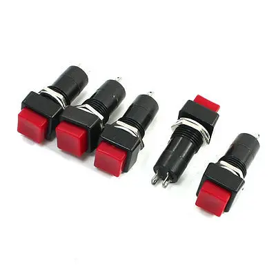 

5 Pcs Panel Mounted SPST Momentary Red Button Switch 125VAC 1A Amp