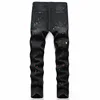 2022 High Quality Men Casual Black Jeans Paint Slim Straight Hole Biker Jeans Autumn Jean Homme Male Denim Pants Plus Size 42 2