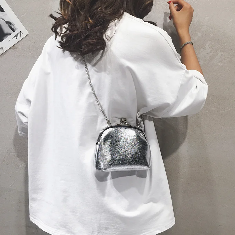 

Small Bag Women's 2018 Summer New Style Shell Sequin Clip-on All-match Bag Chain Korean-style GIRL'S Crossbody Bag