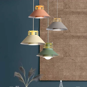 

Nordic Simple Iron Macaron LED Pendant Light Modern Restaurants, Cafes, Bars and Walkways Decorated with Lighting Fixtures